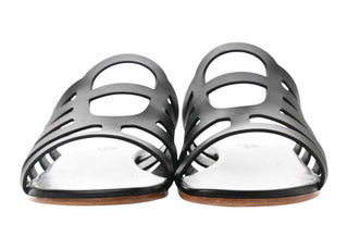 Hermes Black Calfskin Camelia Sandals