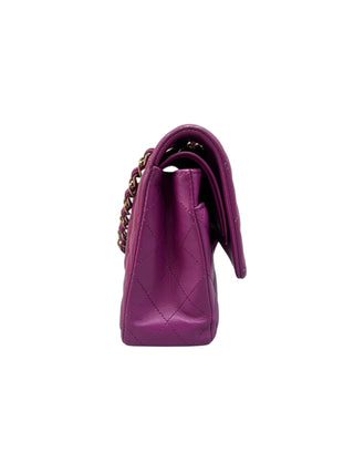 Chanel Purple Lambskin Medium Classic Double Flap Bag With GHW