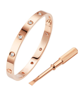 Cartier Love 18ct Rose Gold & 10 Brilliant-Cut Diamond Bracelet