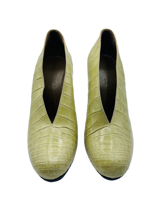 Hermès Olive Green Alligator skin  V Cuff Heels