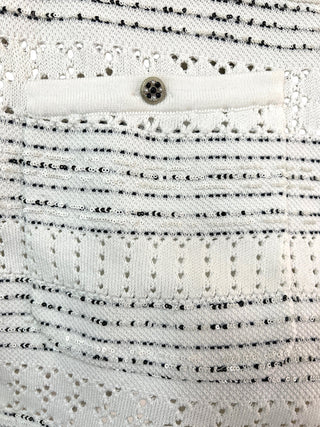 Chanel White Scalloped Eyelet Lace Dress With Pockets