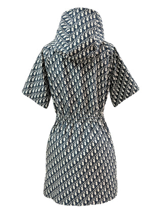Christian Dior Navy Blue Oblique Jacquard Hooded Mini Dress