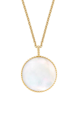 Christian Dior Yellow Gold Diamond & Mother Of Pearl Large Rose Des Vents Medallion Necklace