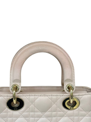 Christian Dior Baby Pink Lambskin Cannage Small Lady Dior Bag
