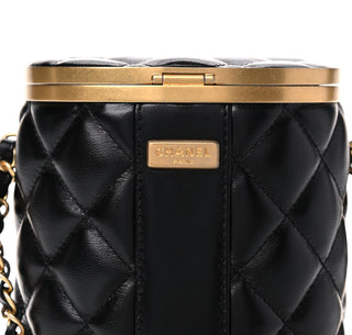 Chanel Crown Box Vanity Shoulder Bag In Black Quilted Lambskin With Gold Hardware