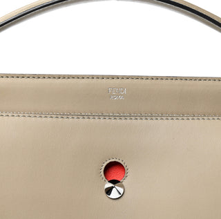 Fendi Vitello Baltico Dolce DotCom Satchel In Dove Grey & Poppy
