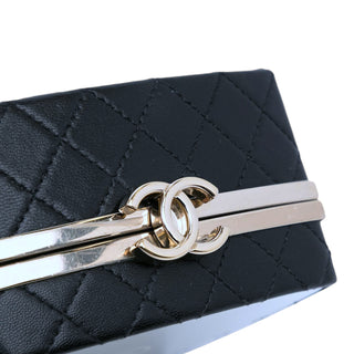 Chanel Black Quilted Lambskin & Mirrored Plexiglass Cube Vanity Bag PHW
