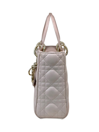 Christian Dior Baby Pink Lambskin Cannage Small Lady Dior Bag