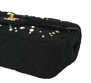 Chanel Black Tweed Pearl Small Cosmos Flap Bag