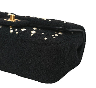 Chanel Black Tweed Pearl Small Cosmos Flap Bag