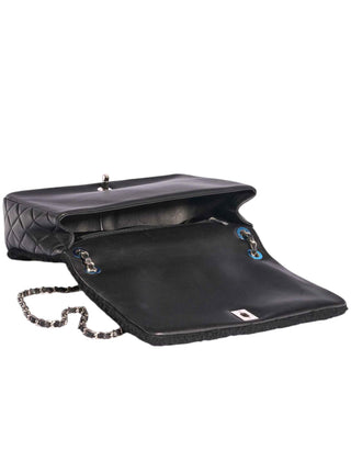 Chanel 100% CC Jumbo Classic Flap Bag in Black Shearling & Quilted Lambskin