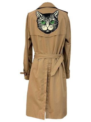 Gucci Beige Cat Embroidered Trench Coat