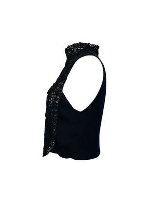 Christian Dior Black Crochet Lace Crop Top & Trousers 2 Pieces Set