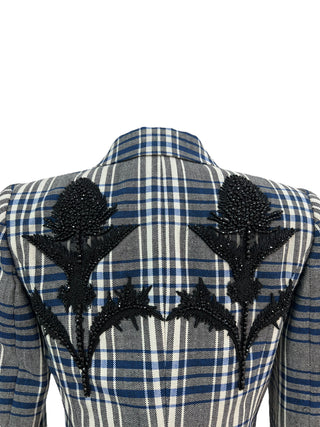 Alexander Mcqueen Wool Grey Sequinned Blazer & Skirt Set