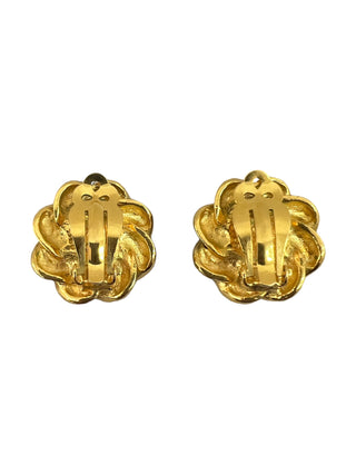 Chanel Gold Twist Pearl Clip-On Earrings