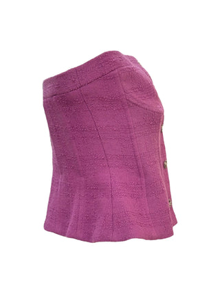 Chanel Purple Tweed Strapless Bustier With CC Buttons