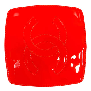 Chanel Neon Orange Quilted Patent Minaudière Makeup Case With GHW