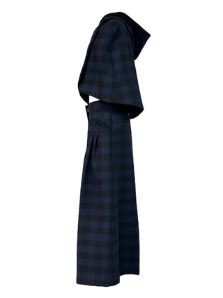 Christian Dior Navy Checkered Hooded Cape & Pleated Trouser Set