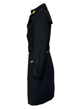 Burberry Black & Gold Contrast Trim Commander Trench Coat