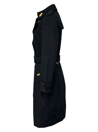 Burberry Black & Gold Contrast Trim Commander Trench Coat