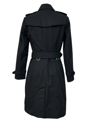 Burberry Black & Gold Contrast Trim Commander Trench Coat