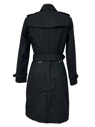 Burberry Black & Gold Contrast Trim Commander Trench Coat