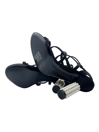 Chanel Black Heels With Pearls Detailed