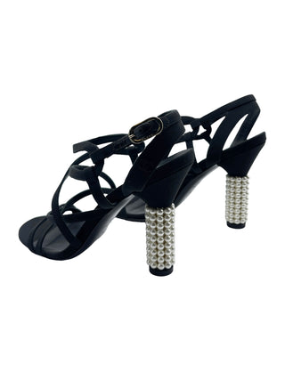 Chanel Black Heels With Pearls Detailed