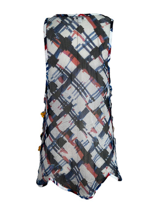 Chanel Floral Embellished Mesh Top and Plaid Trousers Set