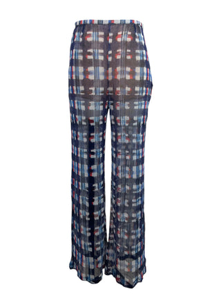 Chanel Floral Embellished Mesh Top and Plaid Trousers Set