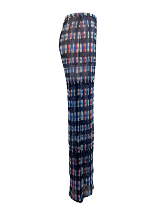 Chanel Floral Embellished Mesh Top and Plaid Trousers Set