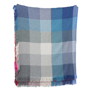 Chanel Blue & Pink Cashmere Check CC Logo Blanket Throw