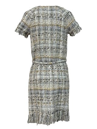 Chanel Grey Bohemian Fringe Tweed Dress