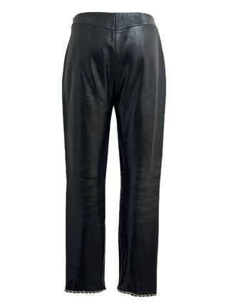 Chanel Black Deerskin Classic Lace Trim Trousers