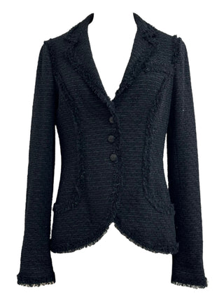 Chanel Black La Parisienne Fringed Tweed Blazer