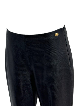 Chanel Black Deerskin Classic Lace Trim Trousers