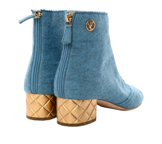 Chanel Blue Felt Short Boots