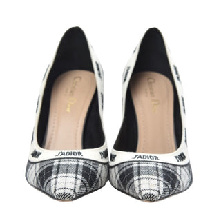 Christian Dior Canvas Ribbon Tartan Print Embroidered J'Adior Pumps