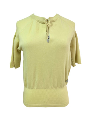 Louis Vuitton Light Yellow Knit Short Sleeves Top