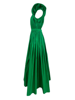 Alexander McQueen 2023 Kelly Green Open Back Puff Sleeve Dress