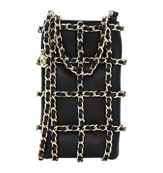 Chanel Black Lambskin Tech Me Out With Crossbody Chain Clutch