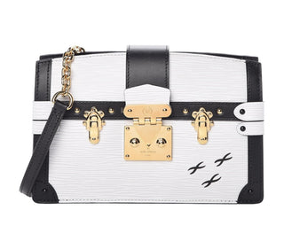 Louis Vuitton White & Black Epi Trunk Clutch Crossbody Bag