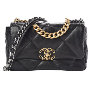 Chanel Black Lambskin Quilted Medium Chanel 19 Flap Bag