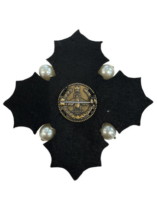 Gucci Baroque Bloom Pearl Embellished Brooch
