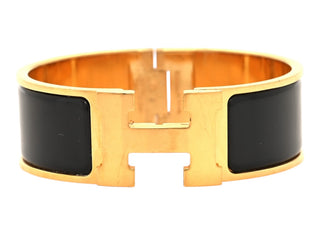 Hermes Black Enamel Wide Clic Clac H Bracelet