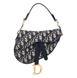 Christian Dior Blue Oblique Mini Saddle Bag With Strap