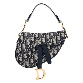 Christian Dior Blue Oblique Mini Saddle Bag With Strap