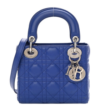 Christian Dior Blue Lambskin Quilted Mini Lady Dior Bag