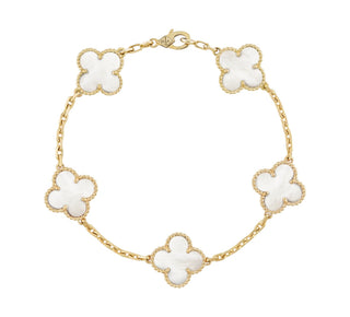 Van Cleef & Arpels 5 Motif Mother Of Pearl 18K Yellow Gold Alhambra Bracelet