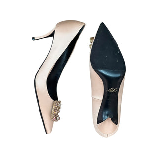 Roger Vivier Pink Satin Crystal Buckle Pumps